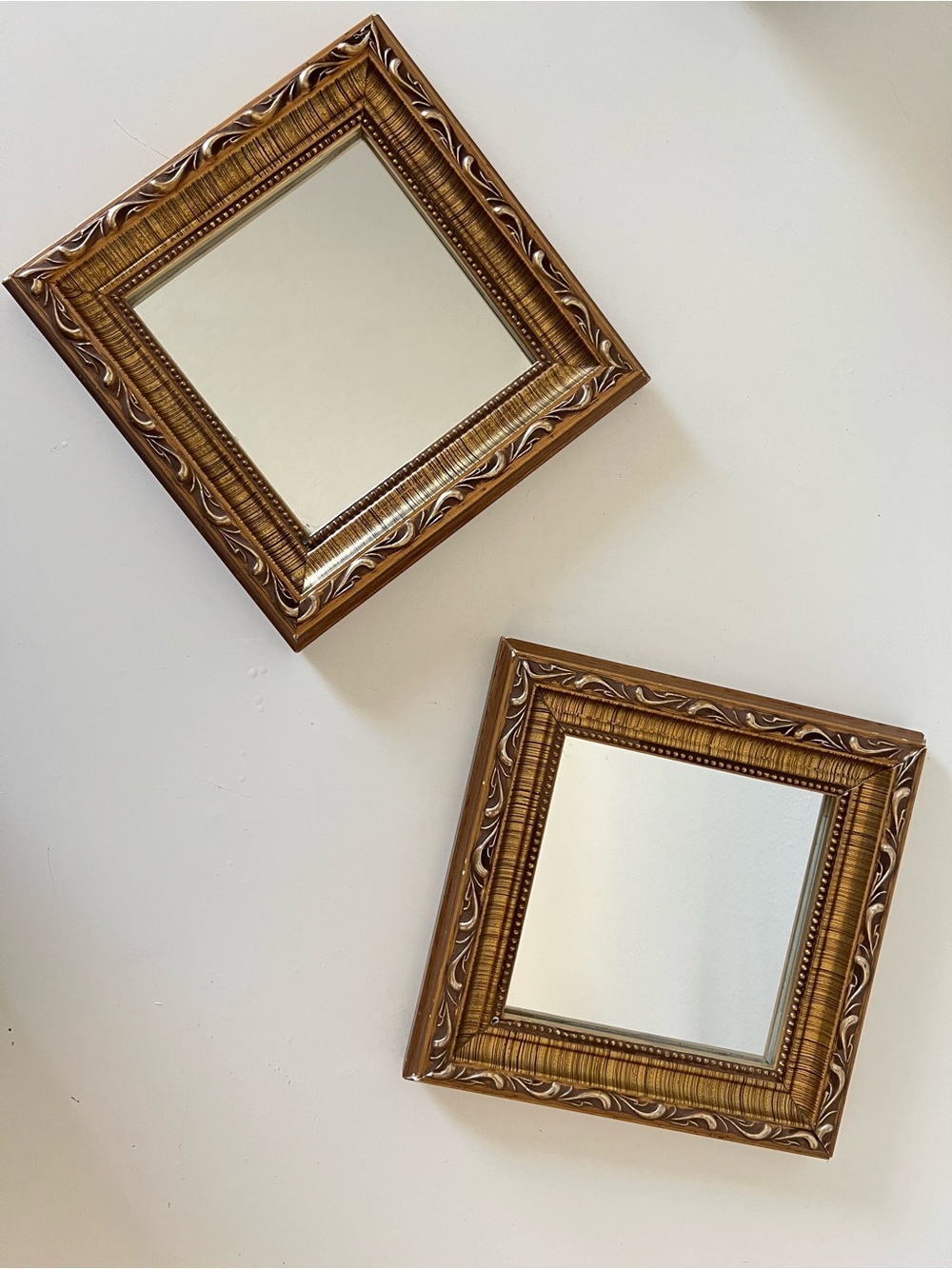Gold Framed Wall Mirrors Set of 2 – French Country / Hollywood Regency Style